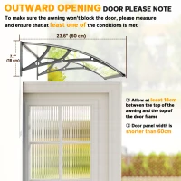 Outsunny Window Awning Door Canopy, Polycarbonate Front Door Outdoor Patio Cover, Sun Shelter, Hollow Sheet, 43.3" x 23.6", Clear(m-7)