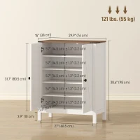 HOMCOM Shoe Cabinet with Barn Doors, Farmhouse Shoe Storage Cabinet with Adjustable Shelves, Holds up to 15 Pairs, White(m-3)