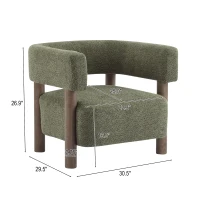 Cozy Accent Armchair with Spring Bag Seat Cushion, Single Lounge Sofa for Bedroom, 30.5" L x 29.5" W x 27" H, Olive Green+Walnut(m-3)