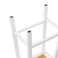 Set of 2 Wood Counter Stools with Anti‑Scratch Pads and Pine Legs, Solid Bar Chairs for Instant Style, 15.5'' L x 11'' W x 25.5'' H, White(m-6)