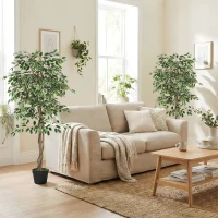 Outsunny 5.3 FT Artificial Tree, Indoor Fake Ficus with Pot, for Home Office Living Room Decor(m-7)