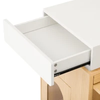 Extendable Dining Table with Folding Tabletop, Multi-Functional Kitchen Island with Drawers, 57.5" L x 32.5" W x 38" H, Creamy White+Natural(m-12)