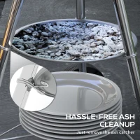 Outsunny Portable Charcoal BBQ Grill, Steel Outdoor Camp Picnic Cooker with Lid, Air Vents, Wheels and Storage Shelf, Black(m-7)