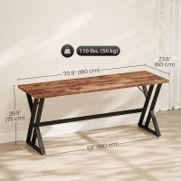 HOMCOM 71" Computer Desk, Industrial Writing Table with X-Shaped Frame for Home Office, Rustic Brown(m-3)