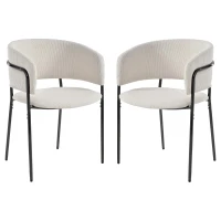 Modern Corduroy Side Chair with Ergonomic Curved Back, Minimalist Lounge Chair for Living Room, 30.5" L x 21.5" W x 19.5" H, Beige(m-2)