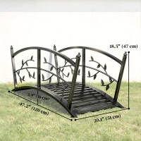 Outsunny 4 FT Metal Garden Bridge with Safety Railings, Outdoor Pond Bridge, Arch Decorative Footbridge for Creek Stream(m-3)