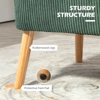 HOMCOM Modern 2 Seater Sofa, Upholstered Two Seater Couch with Rubber Wood Legs, Green(m-5)