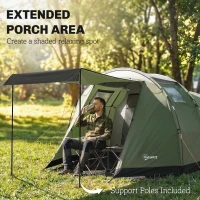 Outsunny Camping Tent Waterproof Camping Tent with Two Room for 3-4 Person Waterproof, Green(m-6)