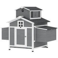 PawHut Chicken Coop for 2 Chickens, Wooden Hen House with Nesting Box, Pull-Out Tray, Ventilation Windows(m-1)