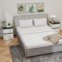 HOMCOM Nightstands Set of 2, Modern Bedside Tables with 2 Drawers, End Side Tables for Bedroom, White(m-7)