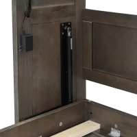 Twin-Size Murphy Bed with LED Light and Foldaway Cabinet, Space-Saving Wall Bed with Desk Conversion, 83" L x 45.5" W x 47" H, Brown(m-8)