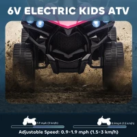 Qaba 6V Kids ATV, 4 Wheeler Electric Ride on Car with Music and LED Headlights, for Ages 37-72 Months Boys and Girls, Pink(m-4)