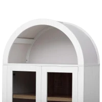Arched Kitchen Pantry Cabinet with 2 Large Drawers, Stylish Storage Cabinet with Adjustable Shelves, 30'' L x 15.5'' W x 71'' H, White(m-12)
