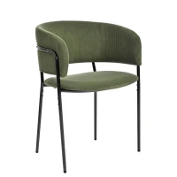 4-Piece Corduroy Side Chair Set with Ergonomic Curved Back, Stylish Lounge Chair Set for Living Room, 30.5" L x 21.5" W x 19.5" H, Green(m-11)