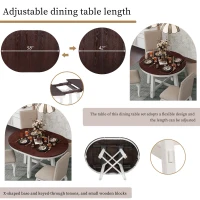 Farmhouse Dining Set with Upholstered High-Back Chairs, Sturdy Side Chair Set for Living Room, 58" L x 42" W x 30" H, Beige+Off White+Walnut(m-5)