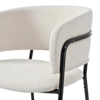 4-Piece Corduroy Side Chair Set with Ergonomic Curved Back, Modern Lounge Chair Set for Living Room, 30.5" L x 21.5" W x 19.5" H, Beige(m-9)