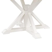 Extendable Dining Table Set with 4 Upholstered Chairs, Stylish Kitchen Table Set with Oak Veneer Top, 54" L x 42" W x 30" H, Off White+Walnut(m-12)