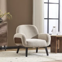 Modern-Scandinavian Accent Chair with Ergonomic Wrap-Around Backrest, Sturdy Armchair for Living Room, 31.5" L x 30.5" W x 31" H, Khaki(m-1)