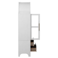 Arched Kitchen Pantry Cabinet with 2 Large Drawers, Stylish Storage Cabinet with Adjustable Shelves, 30'' L x 15.5'' W x 71'' H, White(m-15)