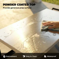 Outsunny Outdoor Grill Cart with Stainless Steel Top, Three-Tier Pizza Oven Stand, BBQ Cart on Wheels, Black(m-4)