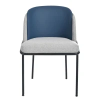Set of 6 Minimalist Dining Chairs with Ergonomic Contoured Back, Comfortable Chairs for Living Spaces, 21.5'' L x 21.5'' W x 33.5'' H, Blue+Grey(m-12)