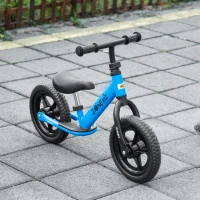 Qaba 12" Kids Balance Bike No Pedal Bicycle Adjustable Seat and Handlebar Training Toddler Bike 3 - 5 Years Blue(m-8)
