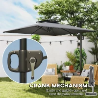 Outsunny Square Cantilever Patio Umbrella, Double Top Patio Hanging Offset Umbrella with Crank & Tilt, 8' x 9', Dark Grey(m-7)