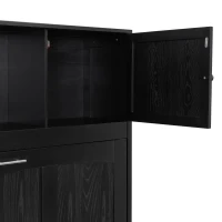 Stylish Murphy Bed with Storage Cabinets and X-Style Accent, Space-Saving Wall Bed with MDF Construction, 88" L x 67" W x 88.5" H, Black(m-7)
