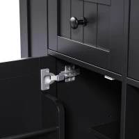 Versatile Kitchen Island with Adjustable Shelves & Drop Leaf, Rolling Kitchen Cart with 5 Hidden Casters, 53'' L x 29.5'' W x 36.5'' H, Black(m-12)