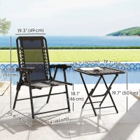 Outsunny 3 Pieces Patio Bistro Set, Outdoor Folding Table and Chairs Set, Metal Patio Furniture Set with Cup Holders(m-3)