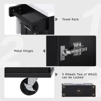 Versatile Kitchen Island with 2-Tier Pull-Out Organizer & 5 Casters, Rolling Kitchen Cart with Drop Leaf, 50.5'' L x 26.5'' W x 35.5'' H, Black(m-9)