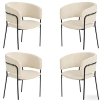 4-Piece Corduroy Side Chair Set with Ergonomic Curved Back, Modern Lounge Chair Set for Living Room, 30.5" L x 21.5" W x 19.5" H, Beige(m-2)