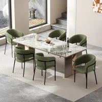 6-Piece Corduroy Side Chair Set with Ergonomic Curved Back, Sleek Lounge Chair Set for Living Room, 30.5" L x 21.5" W x 19.5" H, Green(m-1)