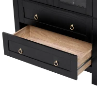 Arched Kitchen Pantry Cabinet with 2 Soft-Close Drawers, Modern Farmhouse Hutch for Living Areas, 30'' L x 15.5'' W x 71'' H, Black(m-13)