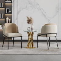 Set of 2 Modern Dining Chairs with High-Density Foam Seat, Upholstered chair Set for Living Spaces, 21.5'' L x 21.5'' W x 33.5'' H, Beige(m-1)