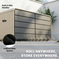 Outsunny Outdoor Storage Box with Lockable Lid, HDPE Garden Deck Box with Wheels 757 L(m-6)