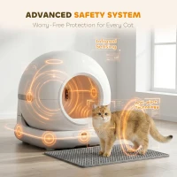 PawHut 72L Automatic Litter Box, Self Cleaning Litter Box, App Control, Odor & Noise Control, Safety Sensors, Deodorant Gel(m-6)