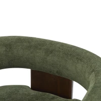 Modern Lounge Sofa Chair with Barrel-Back Design, Stylish Accent Armchair with 3-Leg Frame, 29.5" L x 26" W x 27" H, Olive Green+Walnut(m-4)