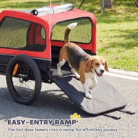 PawHut Dog Bike Trailer for Small & Medium Dogs, Universal Bicycle Coupler, Flip-Down Ramp Tailgate, Red(m-5)