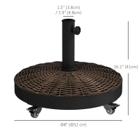 Outsunny 20.5" Round Parasol Base Resin Patio Umbrella Base Garden Parasol Holder Outdoor Offset Weight Stand with Wheels Bronze(m-3)