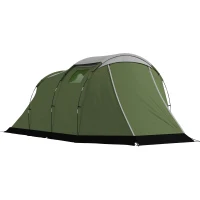 Outsunny Camping Tent Waterproof Camping Tent with Two Room for 3-4 Person Waterproof, Green(m-2)