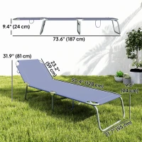 Outsunny Folding Outdoor Lounge Chair Reclining Tanning Chair with Breathable Mesh Fabric for Patio Garden Pool, Navy Blue(m-3)