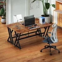 HOMCOM 71" Computer Desk, Industrial Writing Table with X-Shaped Frame for Home Office, Rustic Brown(m-10)