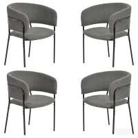 4-Piece Corduroy Side Chair Set with Ergonomic Curved Back, Modern Lounge Chair Set for Living Room, 30.5" L x 21.5" W x 19.5" H, Grey(m-2)
