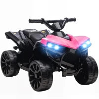 Qaba 6V Kids ATV, 4 Wheeler Electric Ride on Car with Music and LED Headlights, for Ages 37-72 Months Boys and Girls, Pink(m-11)