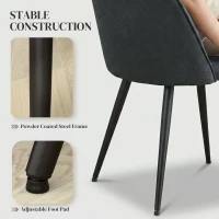 HOMCOM Set of 4 Modern Dining Chairs, Velvet Upholstered Kitchen Chairs with Steel Legs for Living Room, Dark Grey(m-5)