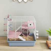 PawHut Hamster Cage, 3-Tier Small Animal Cage with Excerise Wheel, Food Bowl, Water Bottle, House, Tunnels, Ramps(m-9)