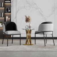 Set of 2 Sleek Dining Chairs with Ergonomic Backrest, Durable Chairs Set with Solid Frame, 21.5'' L x 21.5'' W x 33.5'' H, Black+Gray(m-1)