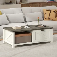 HOMCOM Farmhouse Coffee Table with Drawer, Open Storage Shelf for Living Room, Dining Room, Office, Distressed White(m-9)