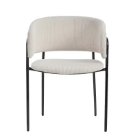 Modern Corduroy Side Chair with Ergonomic Curved Back, Minimalist Lounge Chair for Living Room, 30.5" L x 21.5" W x 19.5" H, Beige(m-12)